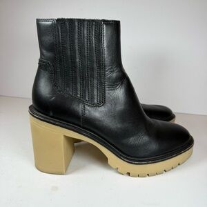 Dolce Vita Ankle Boots Women's‎ Caster Waterproof Black Leather Lug Sole Size 9